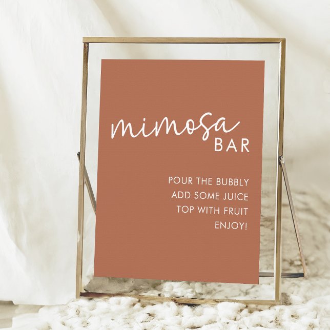 Terracotta Minimalistisch Script Dusche Mimosa Bar Poster (Von Creator hochgeladen)