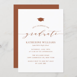 Terracotta Minimalistisch Script Graduation Party Einladung