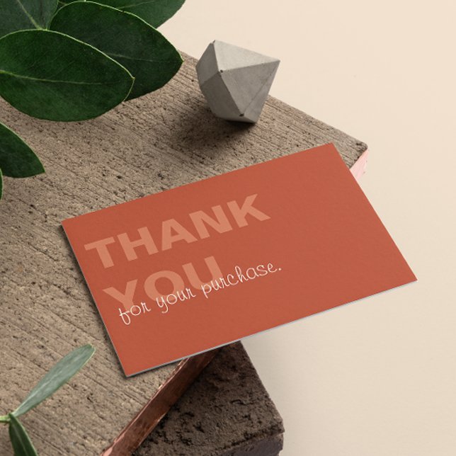 Terracotta Minimalistisch Vielen Dank für Ihren Ei Visitenkarte (Terracotta Minimalist Thank You For Your Purchase Business Card)