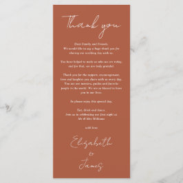 Terracotta Minimalistisch Wedding Danke Platzkarte Menükarte