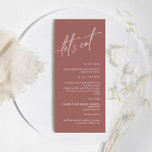 Terracotta Minimalistisch Wedding Menu Menükarte<br><div class="desc">*** Bitte geben Sie H014 in den Shop Suche nach allen passenden Artikeln *** oder besuchen Sie unsere Terracotta Minimalistisch Collection. *** Dieses hochwertige Design ist einfach zu anpassen, um Ihre Hochzeitsfarben, Stile und Thema. Für weitere Anpassungen klicken Sie bitte auf den Link "Edit using Design Tool" und verwenden Sie...</div>