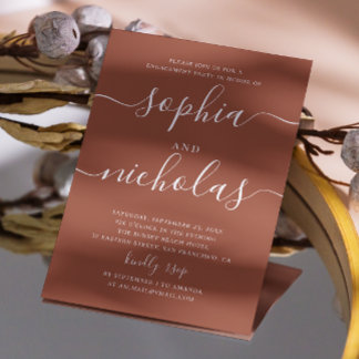 Terracotta minimalistische Skriptfallbesetzung Par Einladung