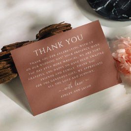 Terracotta-minimalistische Typografie-Hochzeit im  Dankeskarte