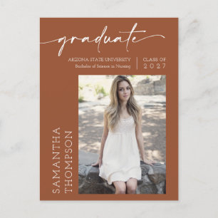 Terracotta Minimalistischen Drehbuch Sie hat es Fo Postkarte