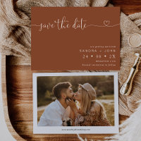 Terracotta Minimalistisches Herz Save the Date Kar
