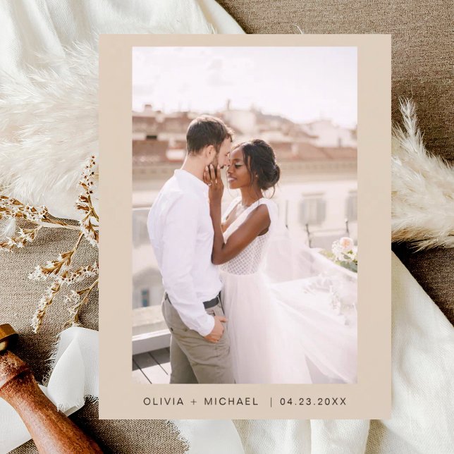 Terracotta Minimalistisches Save the Date Skript-F Postkarte (Von Creator hochgeladen)