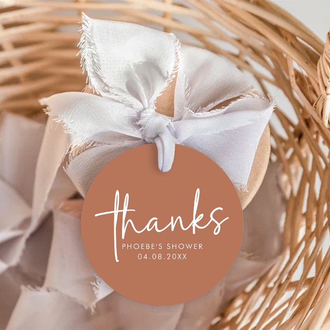 Terracotta Minimalistisches Script-Brautparty Geschenkanhänger (Von Creator hochgeladen)