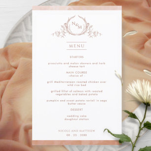 Terracotta Mit Monogramm Watercolor Wedding Menu
