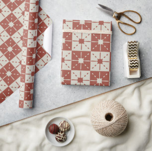 Terracotta Mitte des Jahrhunderts Moderne Sternexp Geschenkpapier