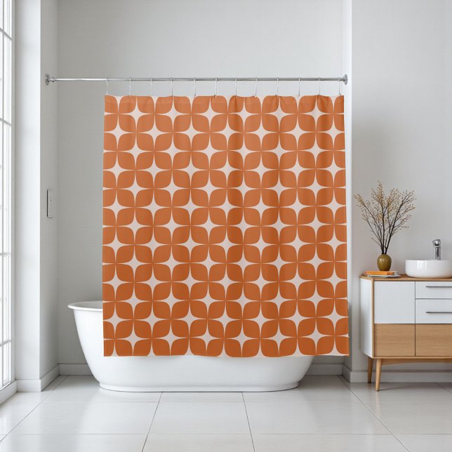 Terracotta Mitte Jahrhundert Modernes Boho Geometr Duschvorhang (Terracotta Mid Century Modern Boho Geometric Shower Curtain)