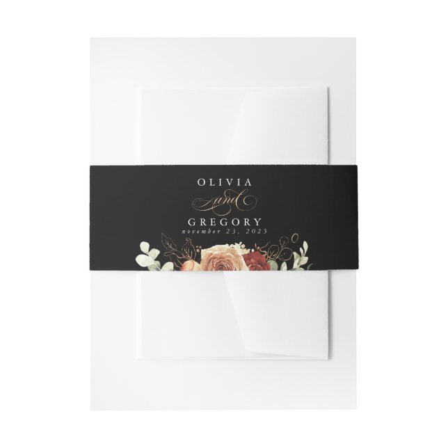 Terracotta Modern Boho Black Wedding Einladungsbanderole (Vorderseite Beispiel)