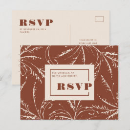 Terracotta Modern Boho Wedding RSVP Postkarte