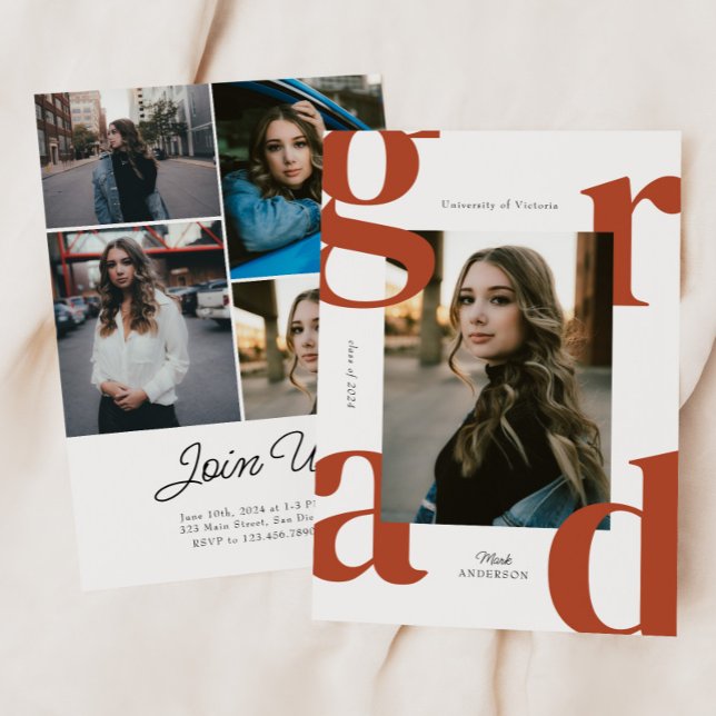 Terracotta Modern Bold Class of 2024 Abschluss Einladung (Von Creator hochgeladen)