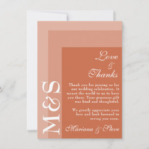 Terracotta Modern Initials Script Wedding Dankeskarte