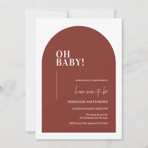 Terracotta Modern Minimal Arch Oh Babydusche Invi Einladung