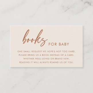 Terracotta Modern Minimalist Books for Baby Shower Begleitkarte