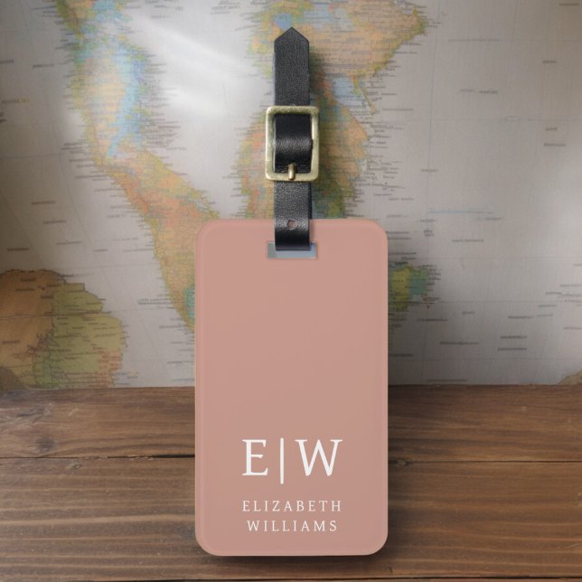 Terracotta Modern Monogram Minimalistisch Gepäckanhänger (Von Creator hochgeladen)