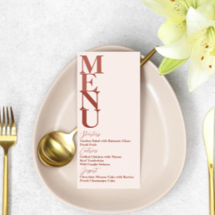 Terracotta Modern Wedding Simple Menu Card Menükarte