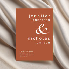 Terracotta Moderne Ampere und Typografie Hochzeit Save The Date