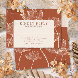 Terracotta Moderne botanische Hochzeit RSVP Karte