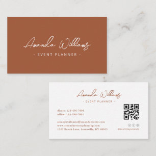 Terracotta Moderne Elegante Minimalistische QR Cod Visitenkarte