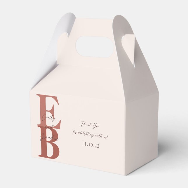 Terracotta Moderne Große Hochzeit nach Maß Geschenkschachtel (Vorderseite)