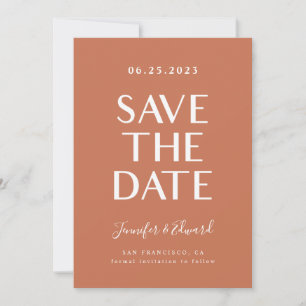 Terracotta Moderne Hochzeit rettet das Datum Save The Date