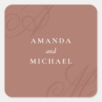 Terracotta Moderne Kante Elegante Monogram Wedding