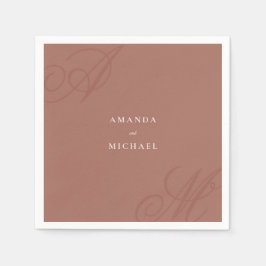 Terracotta Moderne Kante Elegantes Monogramm Serviette