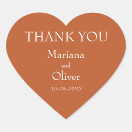 Terracotta Moderne Minimalistische Hochzeit an der Herz-Aufkleber
