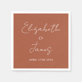 Terracotta Moderne Minimalistische Script Wedding Serviette