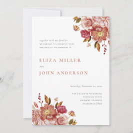 Terracotta Moderne Rustikale Hochzeit der Flora un Einladung