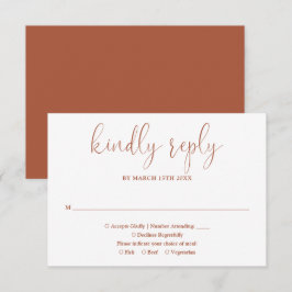 Terracotta Moderner Chic Hochzeit RSVP Karte