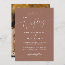 Terracotta Modernes Minimales Foto Hochzeit Einladung