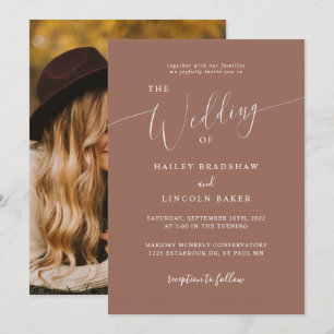 Terracotta Modernes Minimales Foto Hochzeit Einladung