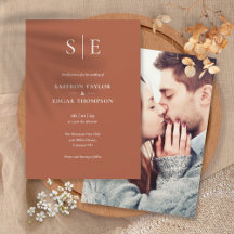 Terracotta Modernes Monogram Foto Wedding