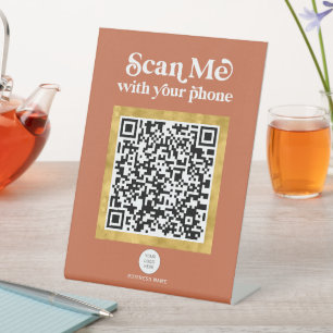 Terracotta modernes QR-Geschäftszeichen mit Logo Sockelschild