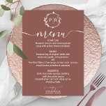 Terracotta Monogram Foto Wedding Menu Card Einladung<br><div class="desc">Eine schlichte Foliage Imitate Folie monogramm Terracotta Hochzeitskarte. Einfach mit Ihren Daten personalisieren. Moderne boho Hochzeitskarte bearbeitbar, Kränze Foto Hochzeitseinladung, anpassbar, Kalligrafie handgeschriebenen Schriftart, einfach, elegant. ANKUNFT: Wenn Sie eine Anpassung des Designs benötigen, kontaktieren Sie mich bitte über den Chat; wenn Sie Informationen über Ihre Bestellung, Versandoptionen, etc. benötigen, wenden...</div>