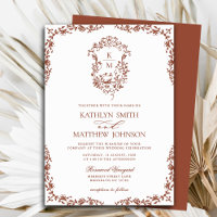 Terracotta Monogram Vintages Wappen Hochzeit