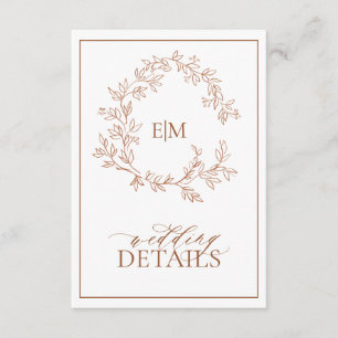 Terracotta Monogram Wedding Details Enclosure Card Begleitkarte