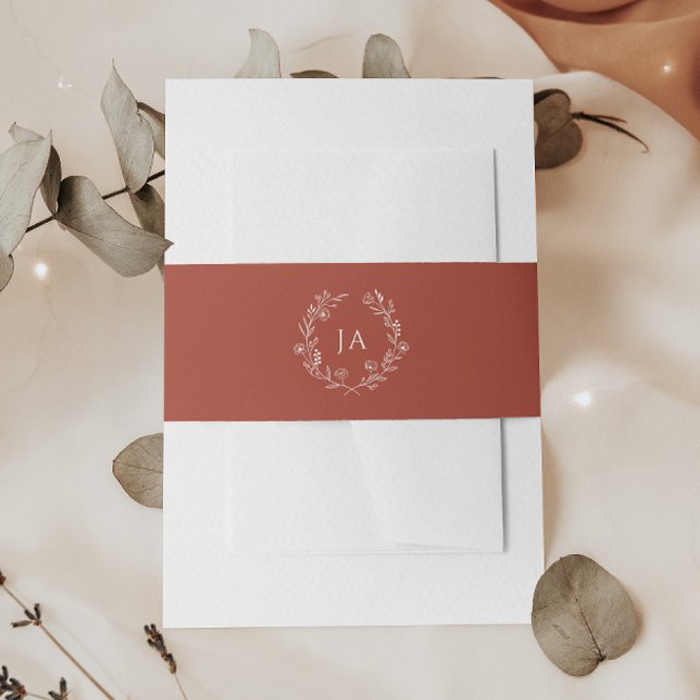 Terracotta Monogram Wedding Einladungsbanderole (Von Creator hochgeladen)