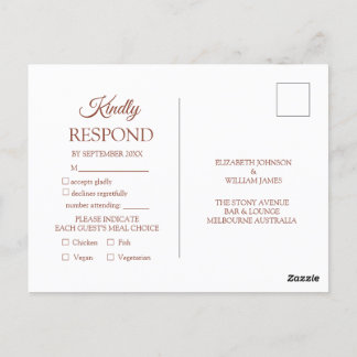 Terracotta Monogram Wedding RSVP Einladung Postkarte