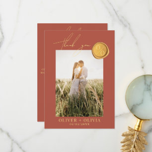 Terracotta Monogramm Wachs Siegel Foto Hochzeit Dankeskarte
