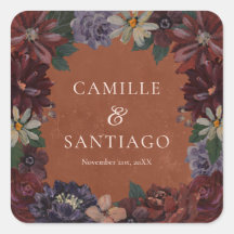 Terracotta Moody Floral Wedding Stickers