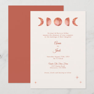 Terracotta Moon Phase Boho Hochzeit Einladung