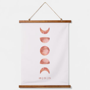 Terracotta Moon Phase Hochzeitsband Wandteppich Mit Holzrahmen