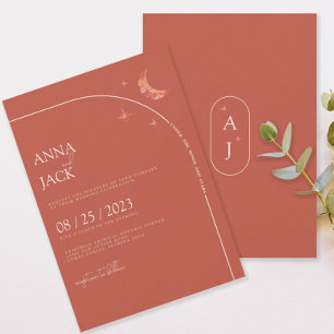 Terracotta Moon & Stars Einladung zur Hochzeit