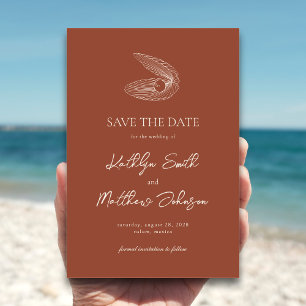 Terracotta Muschel Beach Ocean Hochzeit in Urlaubs Save The Date