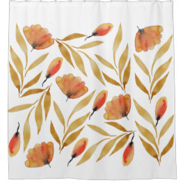 Terracotta Mustard Yellow Floral Duschvorhang