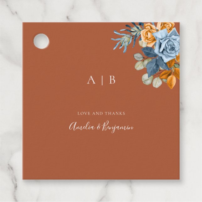 Terracotta Navy Blauer Rost Rustikal Vielen Dank f Geschenkanhänger (Vorderseite)